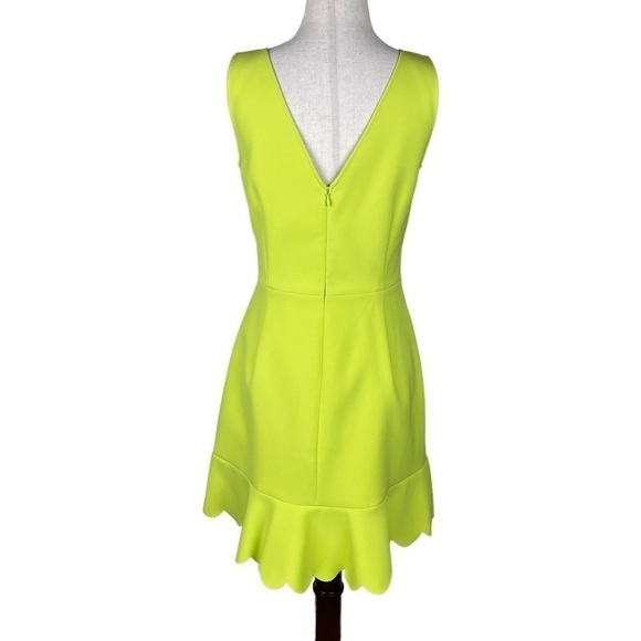 J Crew Chartreuse Green Scalloped Hem Dress - Picture 3 of 11